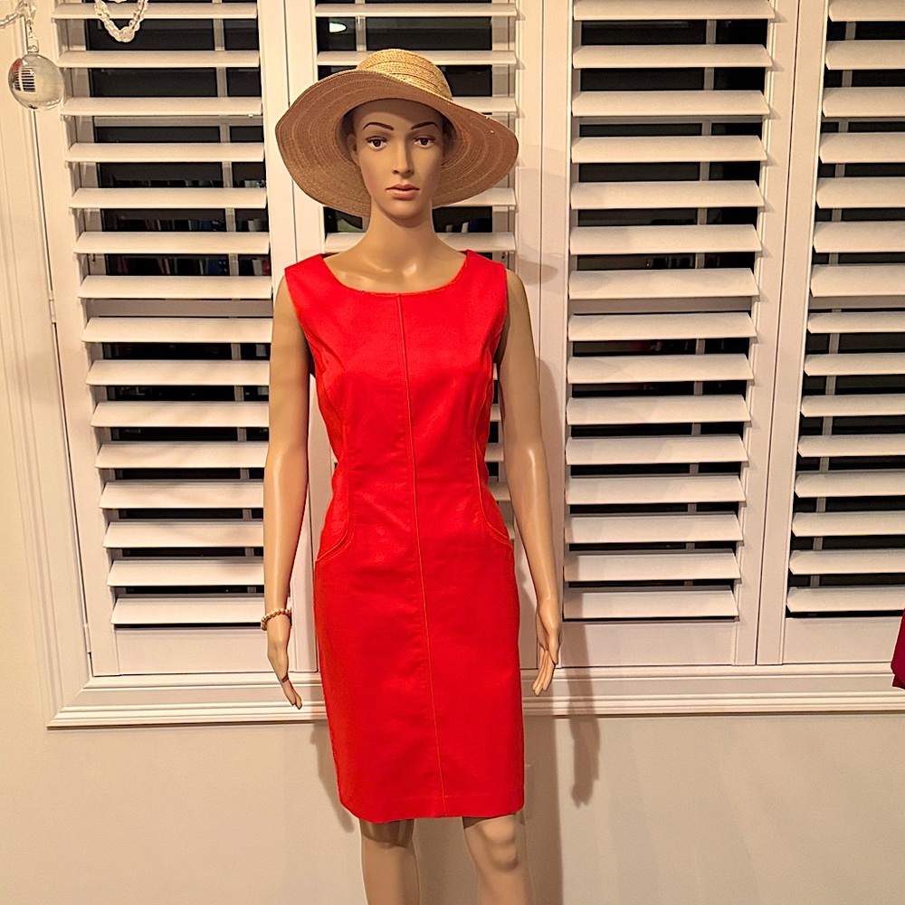 Tahari Bold Red Sleeveless Dress